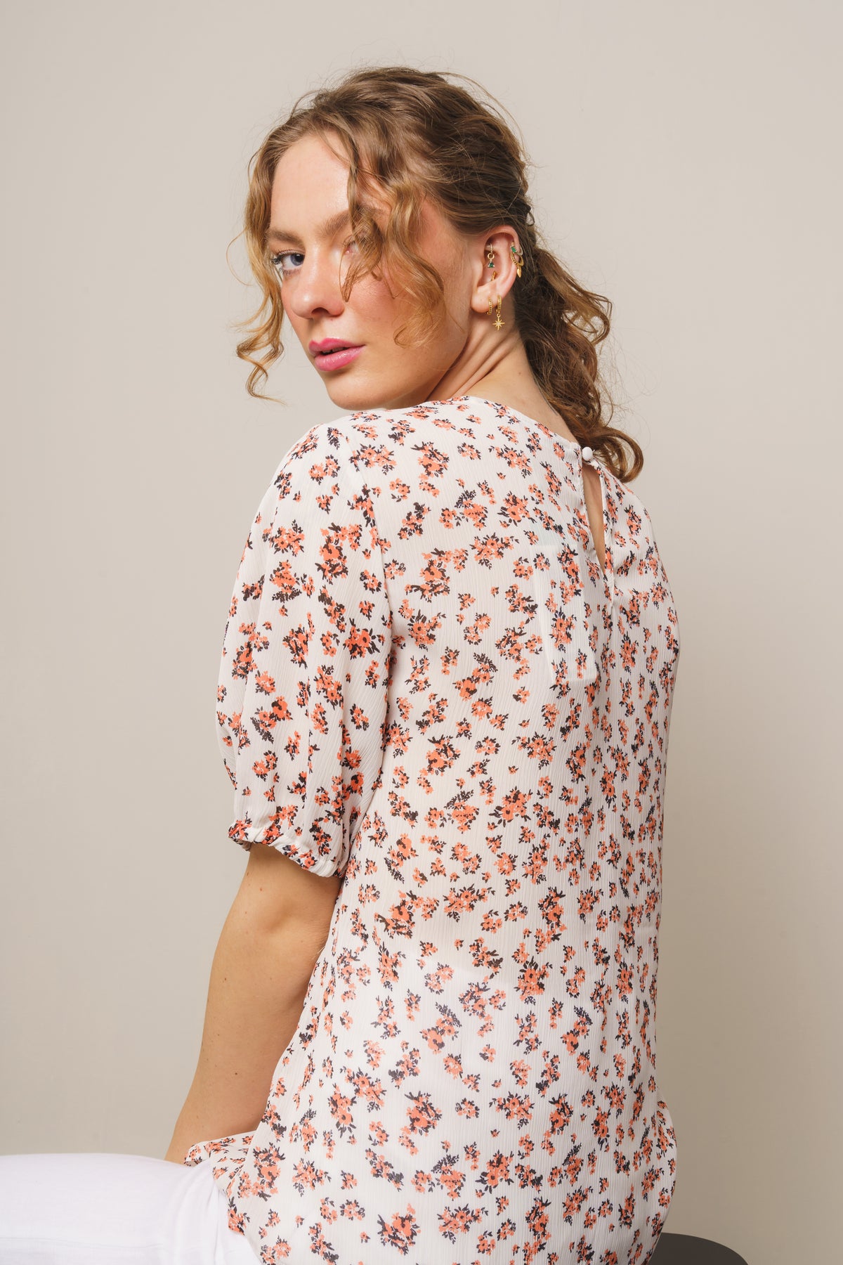 Neomina Rikkelie 2/4 Top Aop - Persimmon Flwr