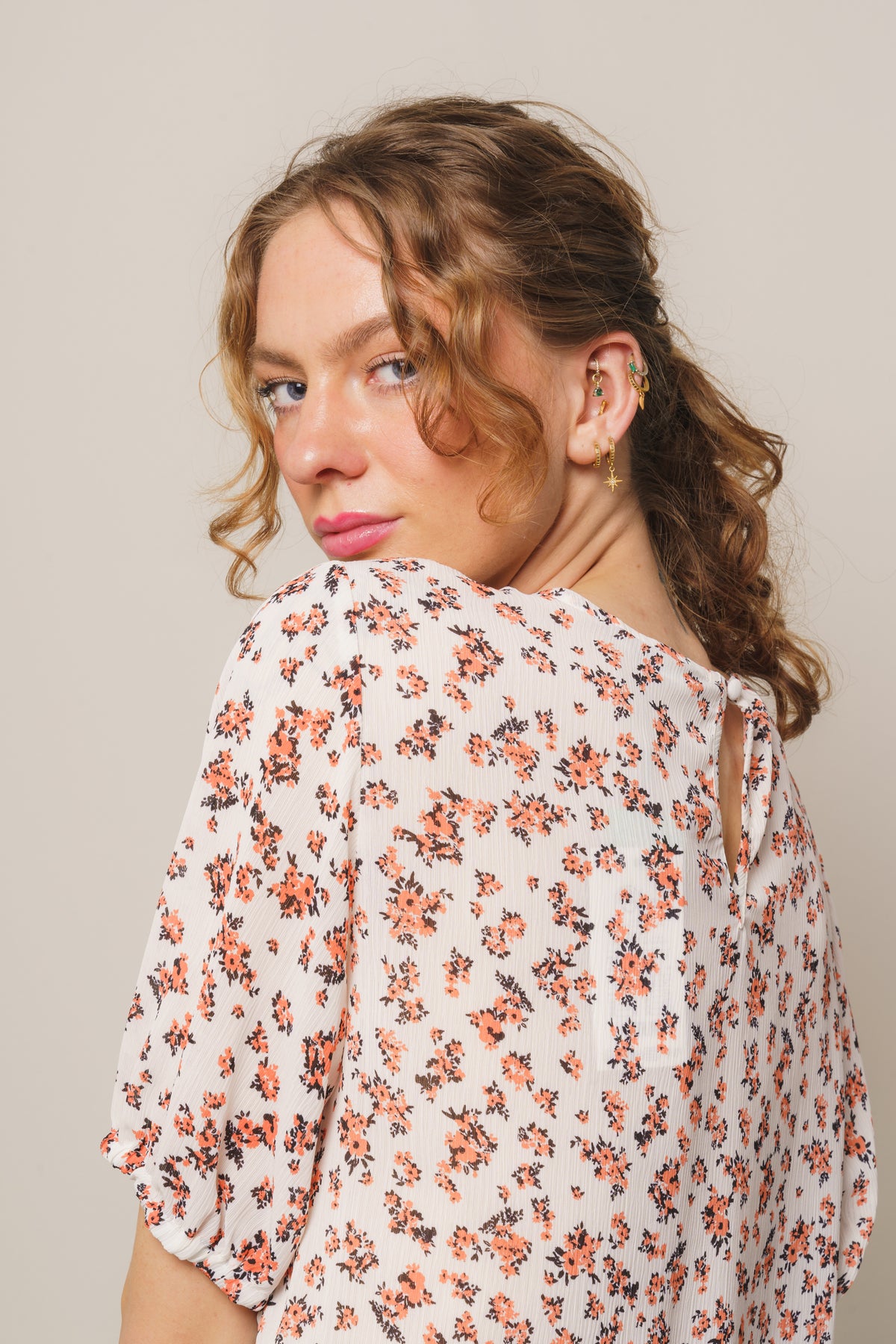 Neomina Rikkelie 2/4 Top Aop - Persimmon Flwr