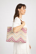 Tote Medium - Canvas Stampato Rosa/Corda