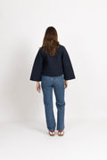 Azelia Padded Linen Jacket - Navy