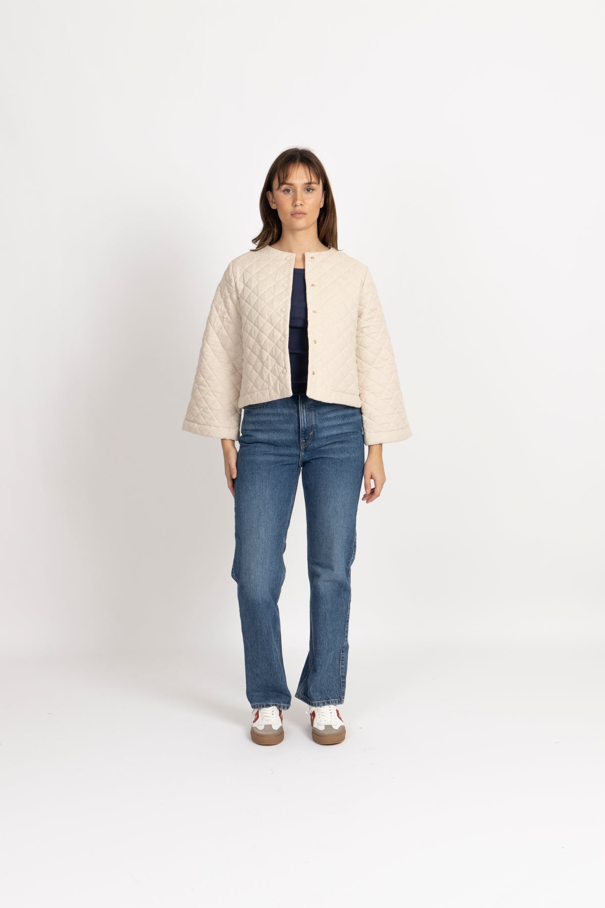 Azelia Padded Linen Jacket - Beige
