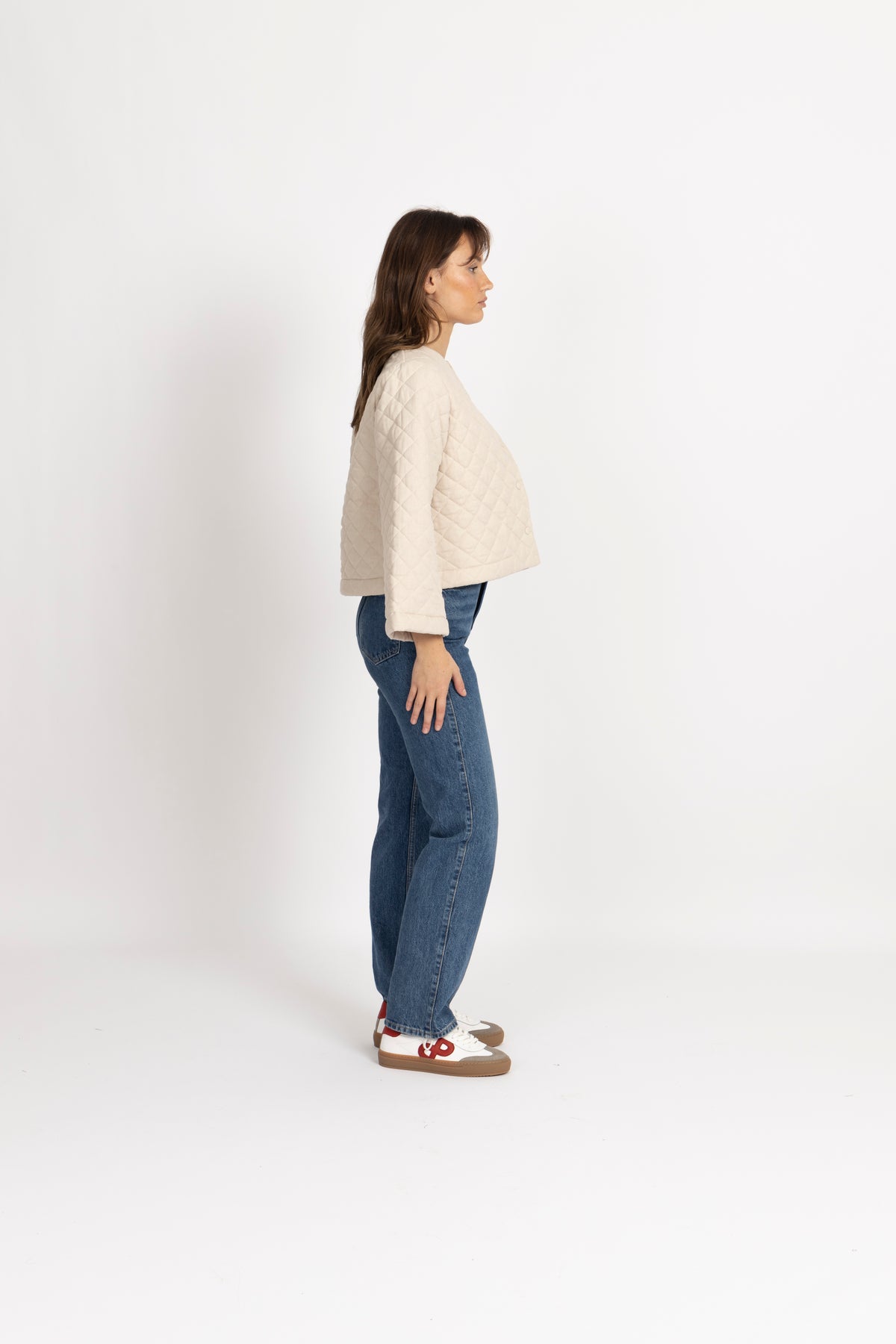Azelia Padded Linen Jacket - Beige