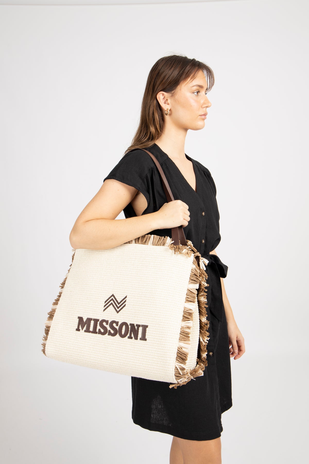 Tote Large - Rafia Nat/Testa Di Moro
