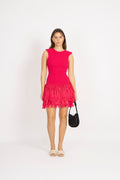 Rushes Fringe Knit Mini Dress - Deep Fushia