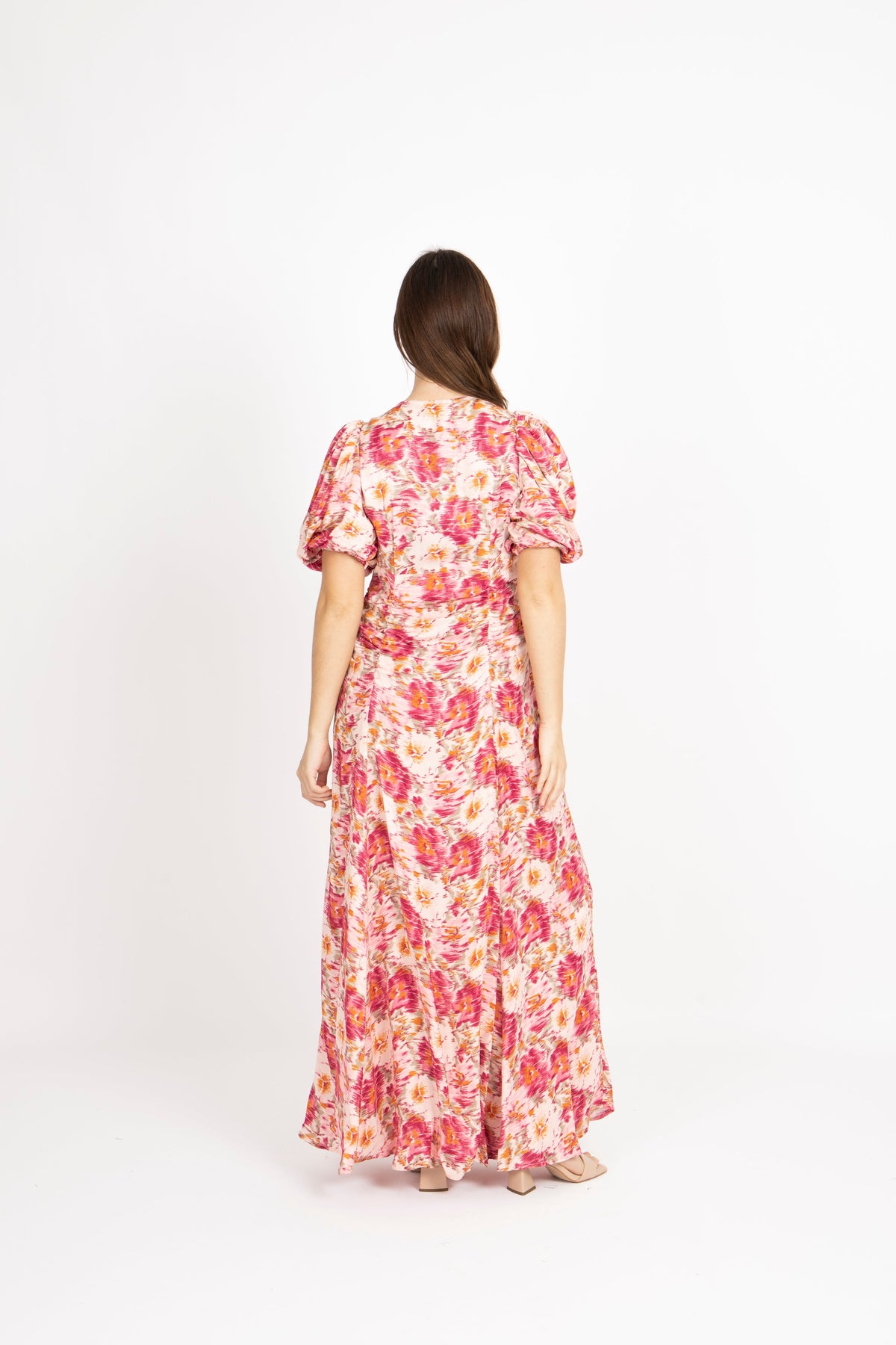 SH - Crepe Satin Rouching Gown - Blushed Blossom