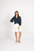 Linen Blouse - Navy