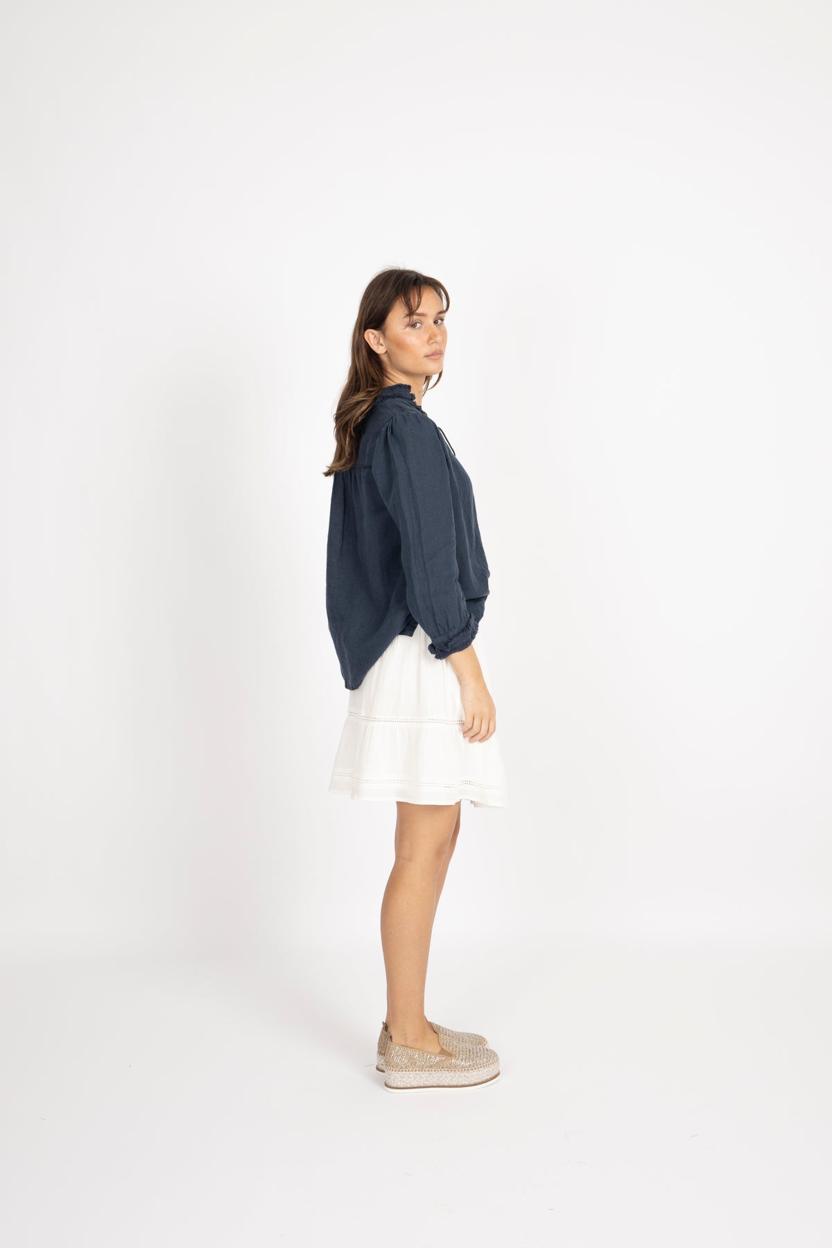 Linen Blouse - Navy