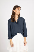 Linen Blouse - Navy
