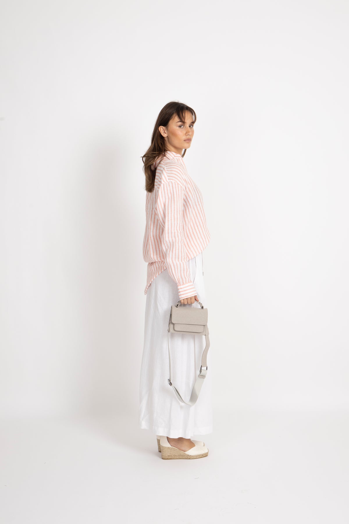 Rel Striped Linen Shirt - Peachy Pink