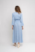 Sally Long Dress - Blue White Flower