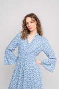 Sally Long Dress - Blue White Flower