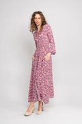 Sally Long Dress - Lilac Bordeaux Big Flower