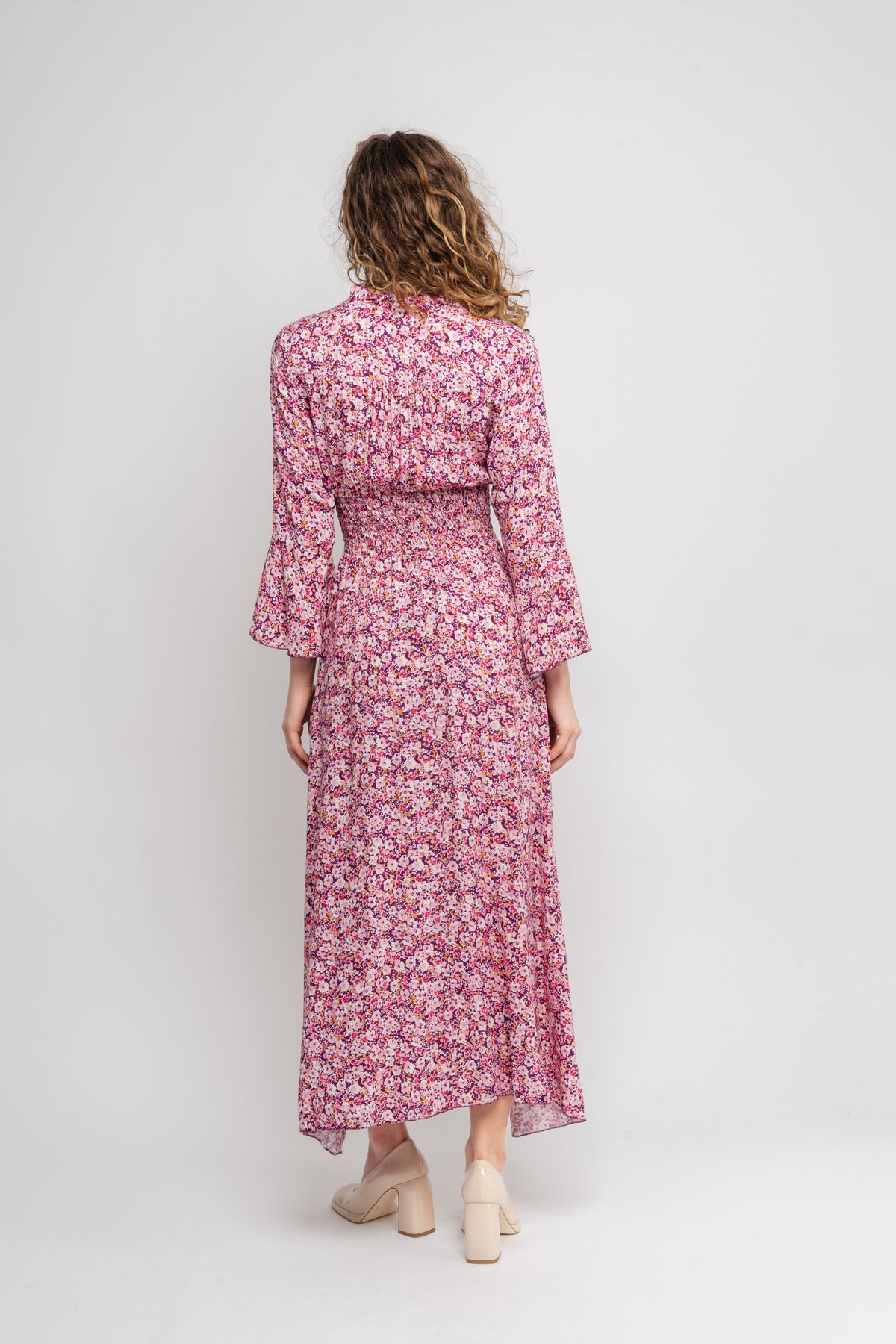 Sally Long Dress - Lilac Bordeaux Big Flower
