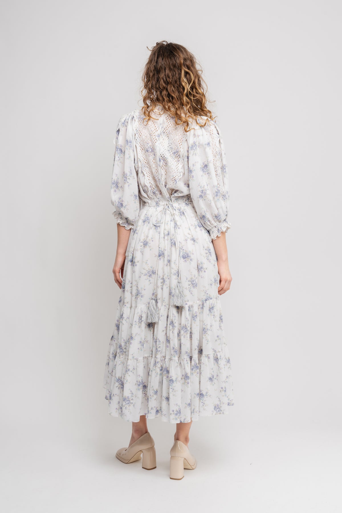 Cotton Slub Midi Dress - Flower Buds