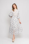 Cotton Slub Midi Dress - Flower Buds