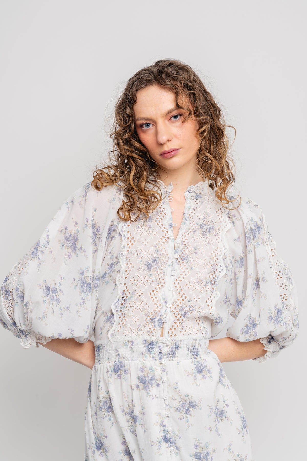 Cotton Slub Midi Dress - Flower Buds