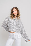 Striped Cutline Shirt - Silver Filigree Grey Comb