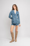 Fitted Denim Blazer - Bering Sea