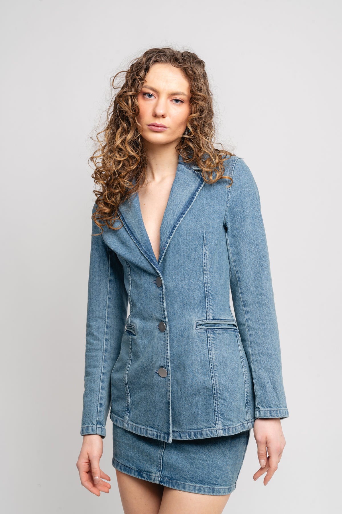 Fitted Denim Blazer - Bering Sea