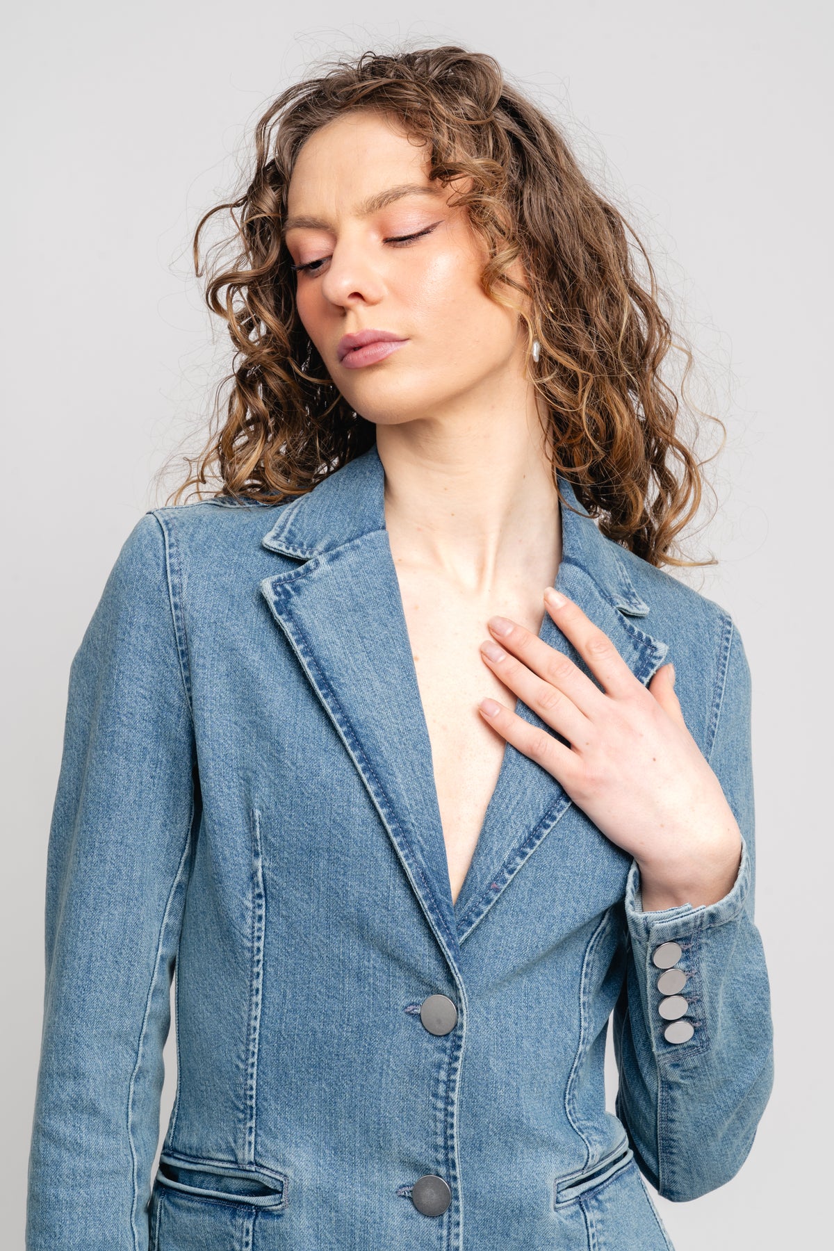 Fitted Denim Blazer - Bering Sea