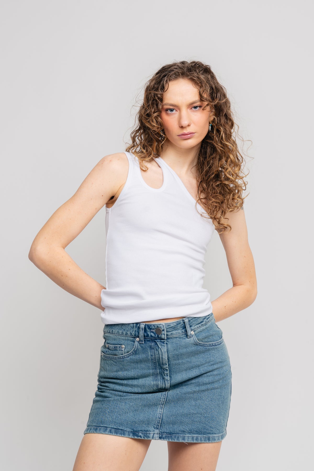 Jersey One-Shoulder Top - Bright White