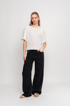 Hillie 2/4 Linen Top B - Snow White