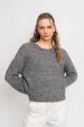 Gabella Ls Pullover Knit - Light Grey Melange