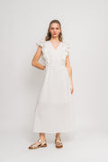 Hillie Ss Ankle Linen Dress B - Snow White