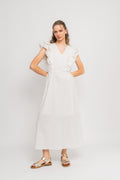 Hillie Ss Ankle Linen Dress B - Snow White
