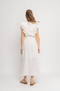 Hillie Ss Ankle Linen Dress B - Snow White