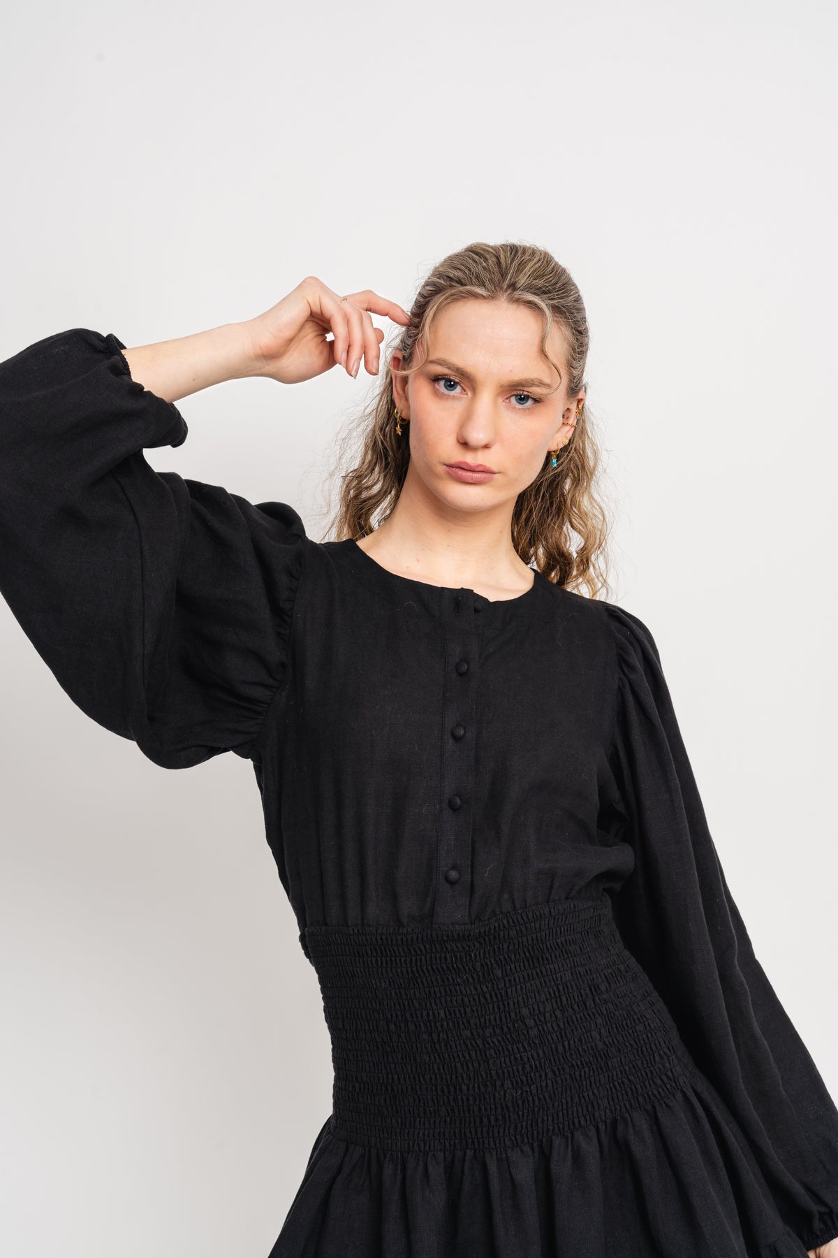 Martine Linen Dress - Black