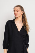 Jovene Ginia 3/4 Wrap Dress - Black