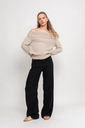 Lulu Off Shoulder Knit - Birch Melange
