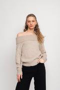 Lulu Off Shoulder Knit - Birch Melange
