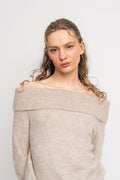 Lulu Off Shoulder Knit - Birch Melange