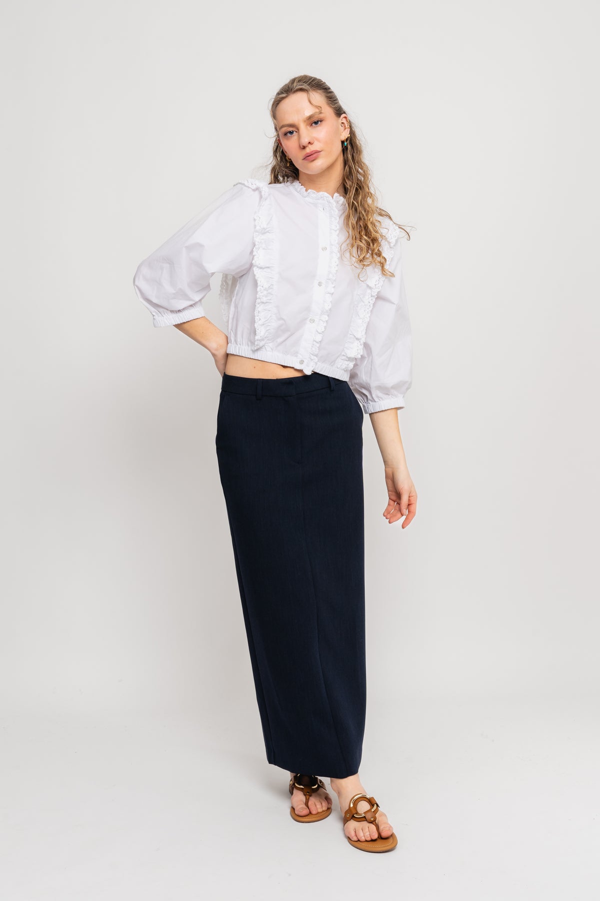 LaceyCC Frill Shirt - White