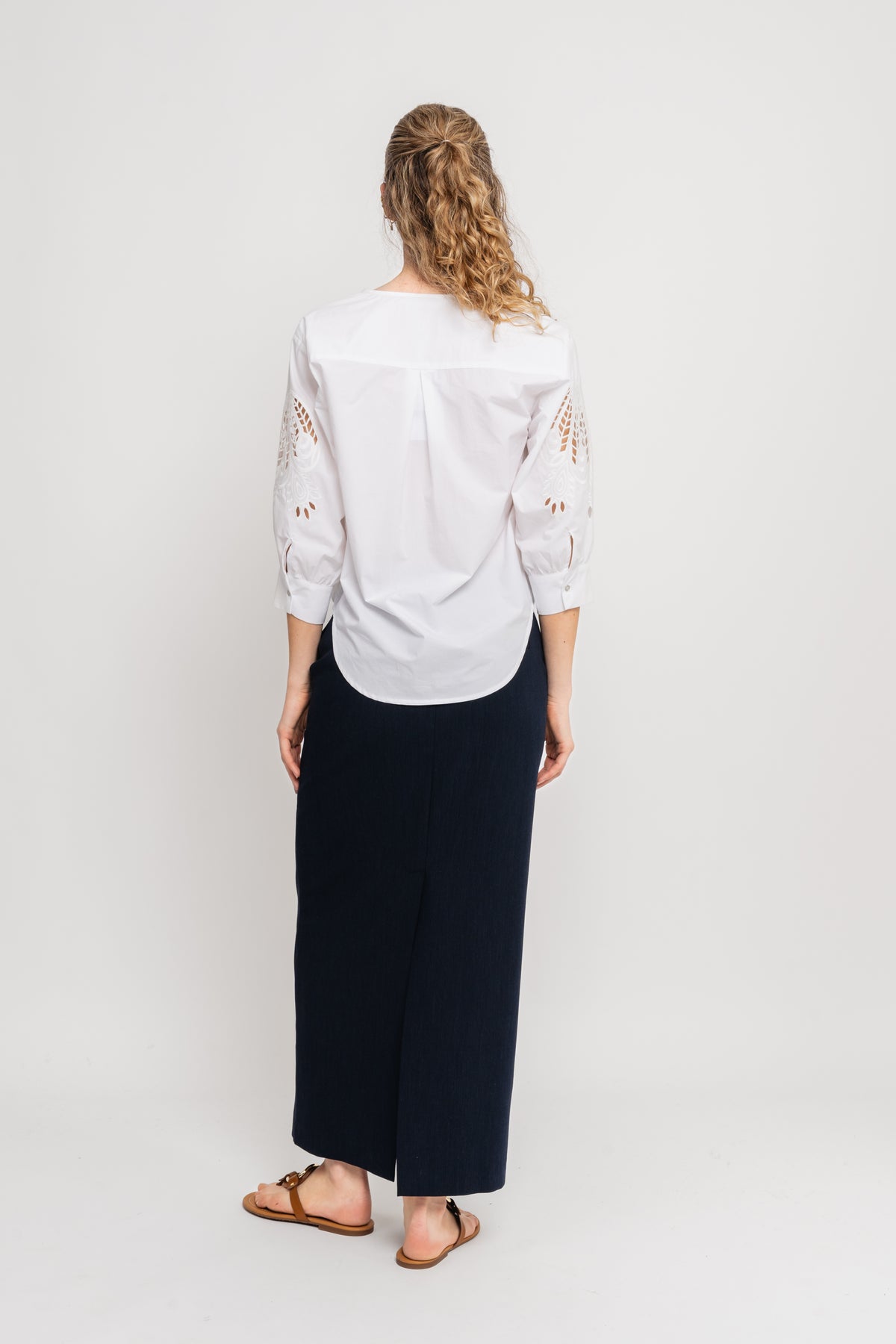 KelliseCC Lace Cut Shirt - Vit