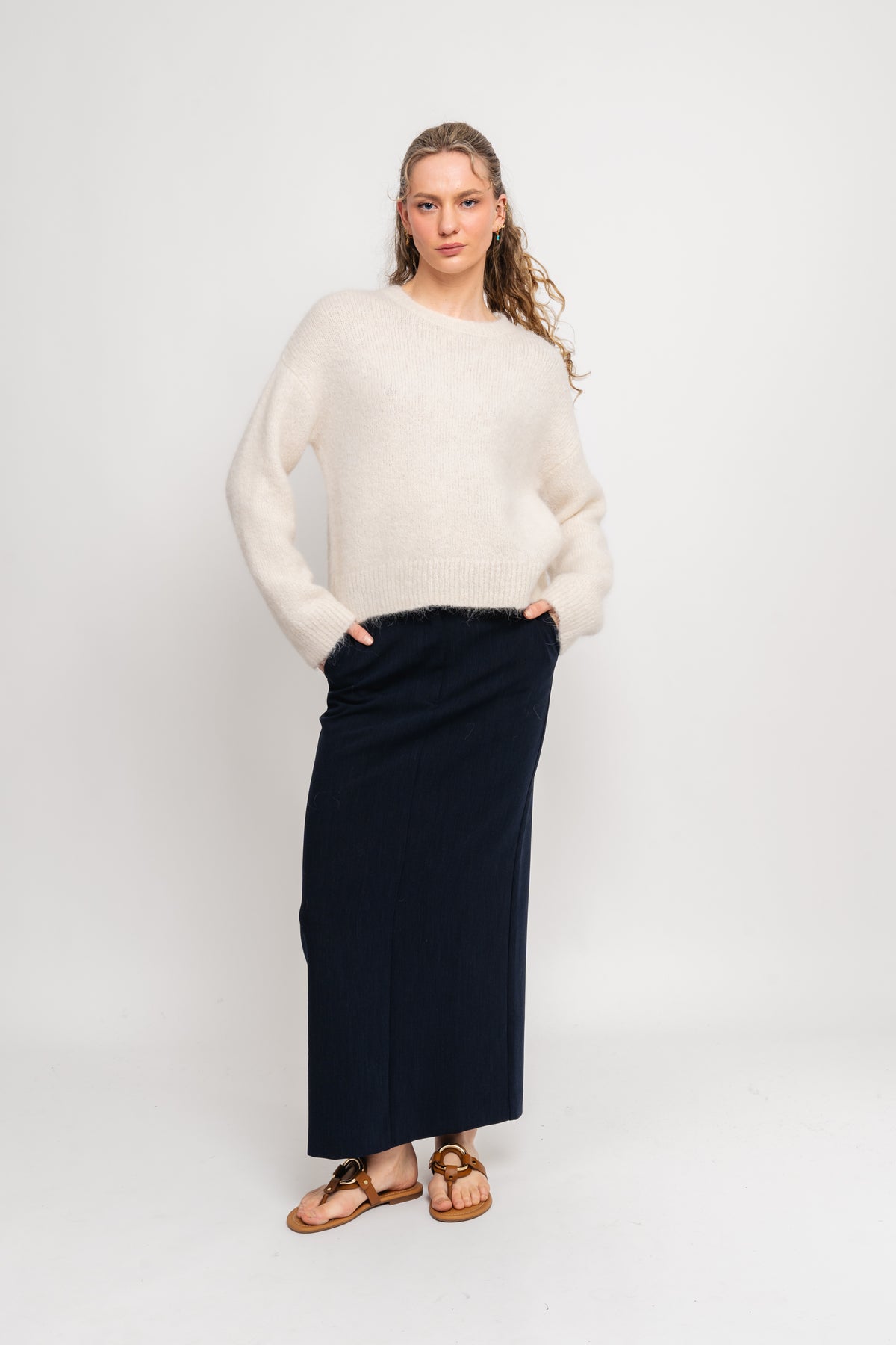 Gabella Ls Pullover Knit - Snow White