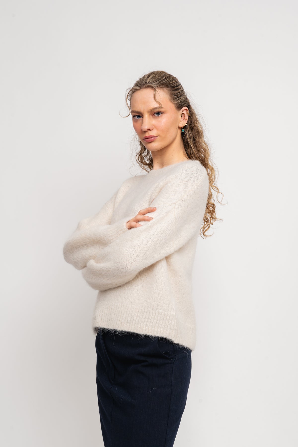 Gabella Ls Pullover Knit - Snow White