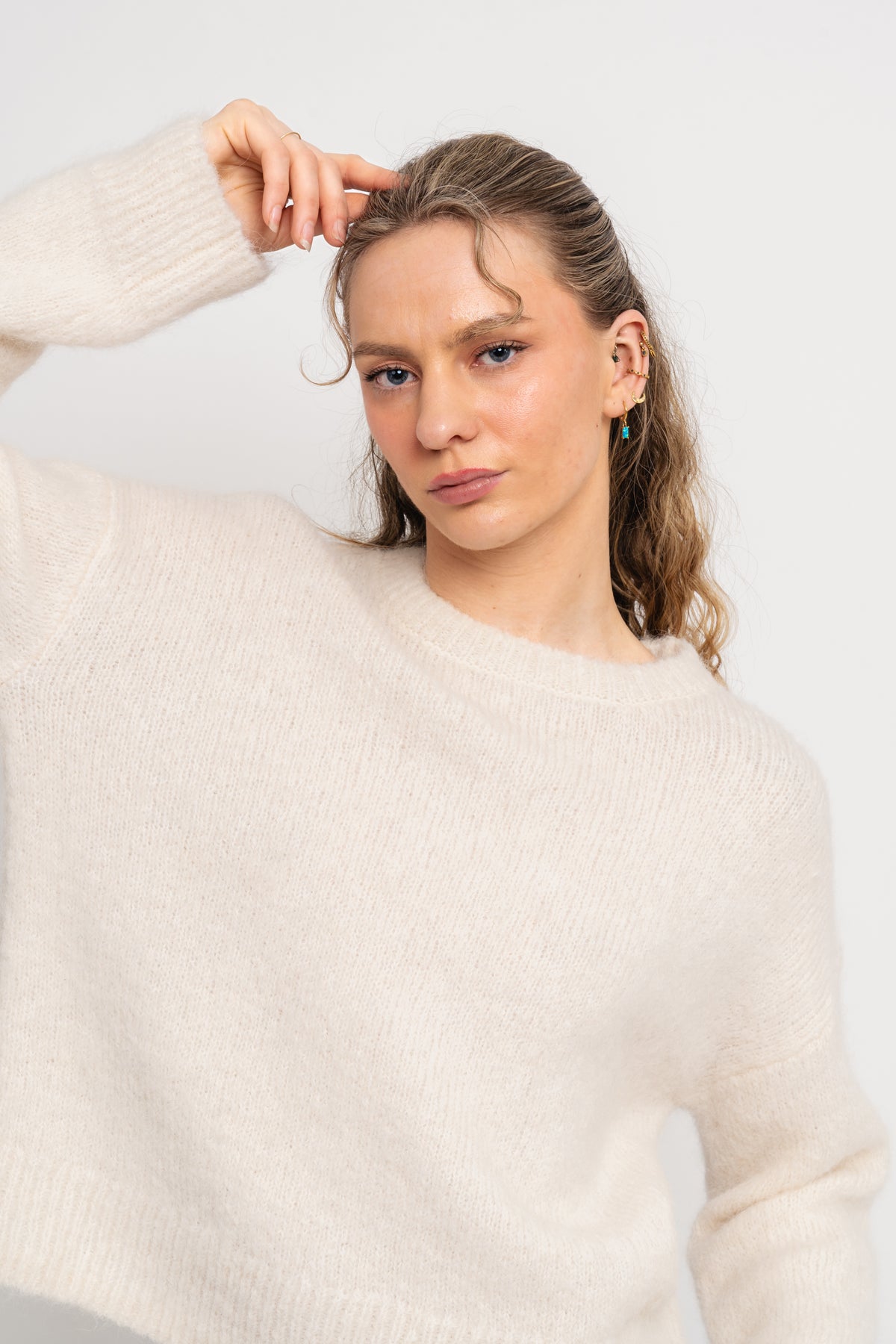 Gabella Ls Pullover Knit - Snow White