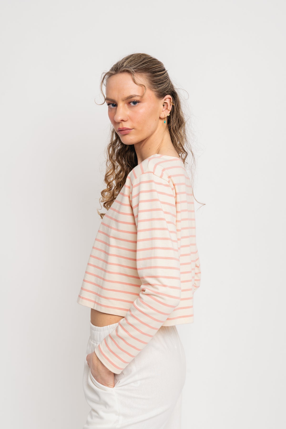 Stacy Blouse - Cream/Pink Stripe
