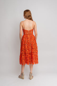 Azaelea Lace Midi Dress - Orange
