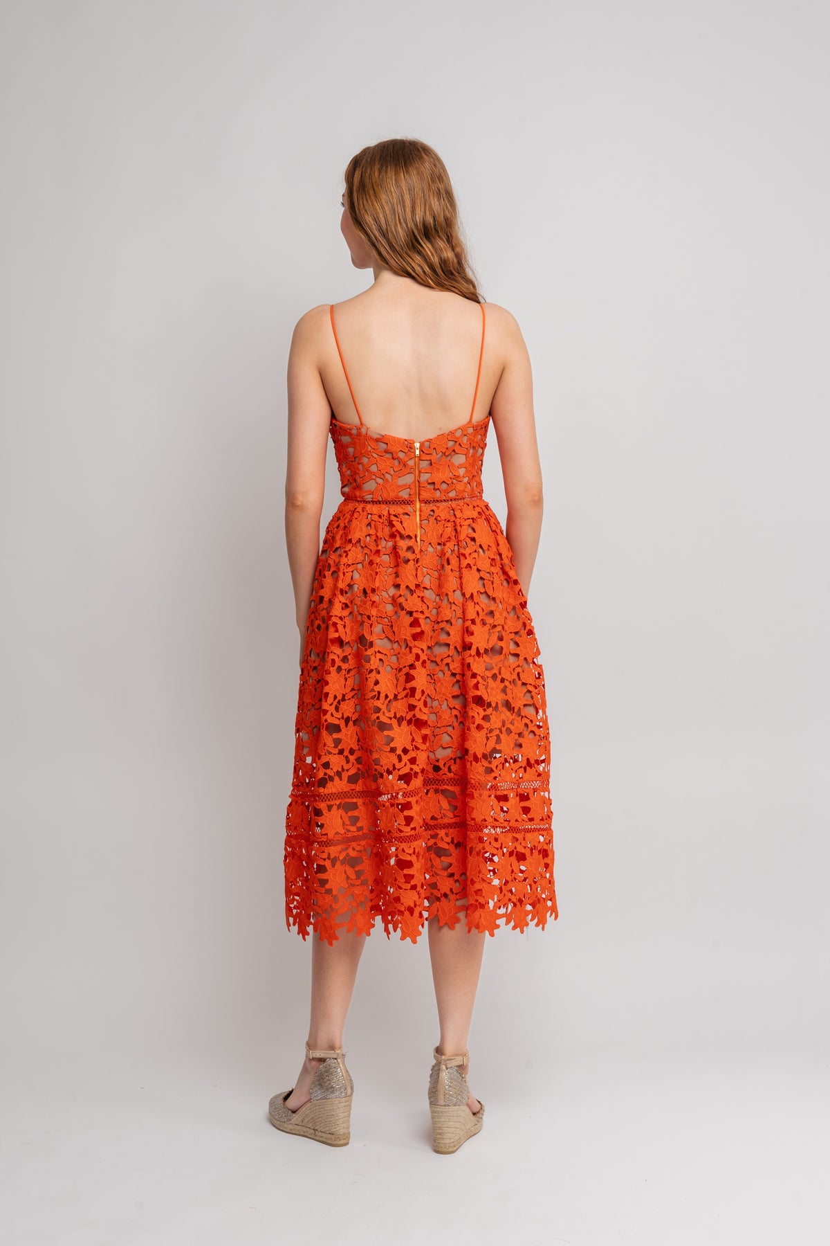 Azaelea Lace Midi Dress - Orange