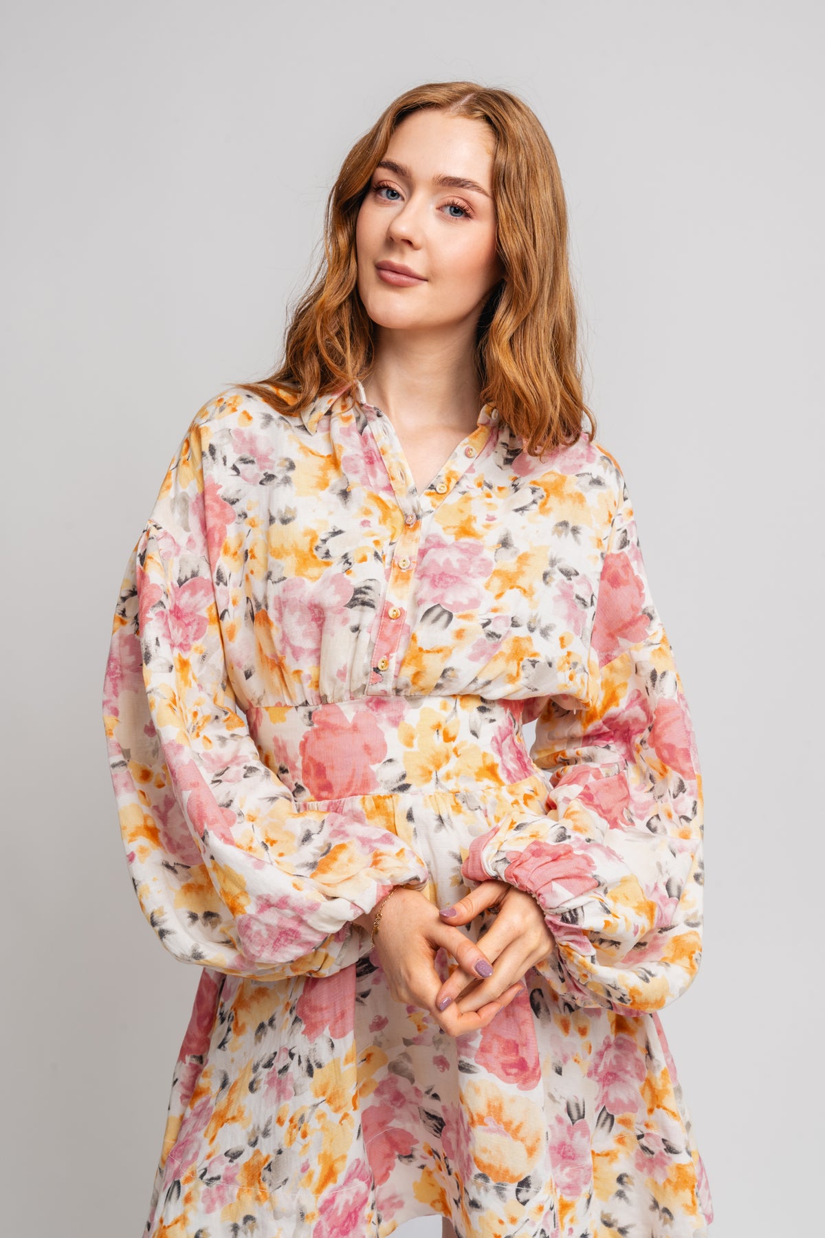 Linen Mini Dress - Vintage Corals