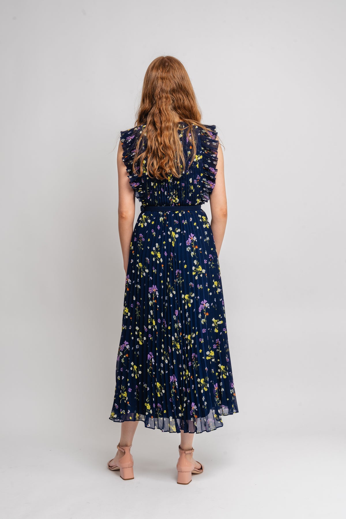 Chiffon Midi Dress - Navy Floral