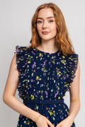 Chiffon Midi Dress - Navy Floral