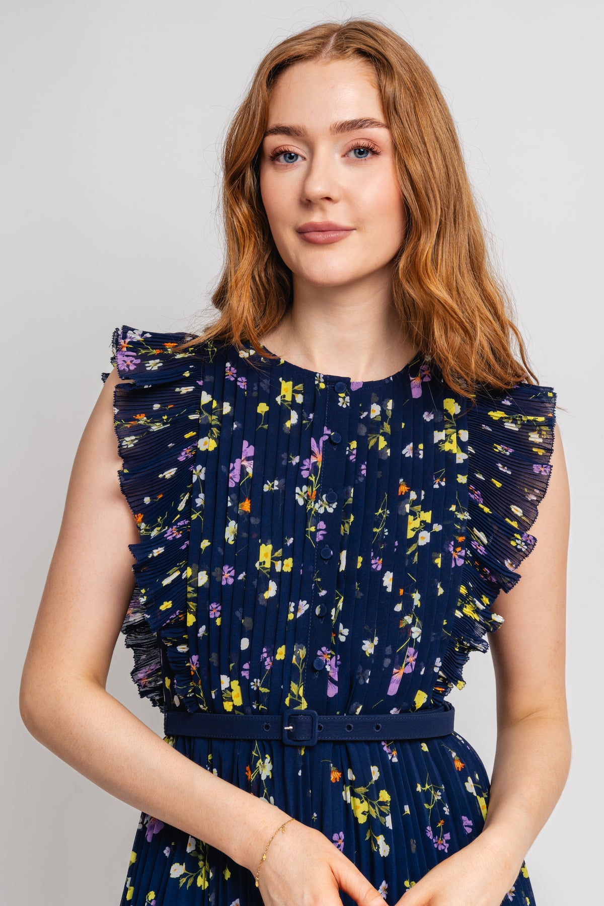Chiffon Midi Dress - Navy Floral