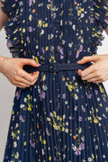 Chiffon Midi Dress - Navy Floral