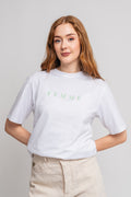 Vilja SS Printed T-shirt W - Bright White Lime Green