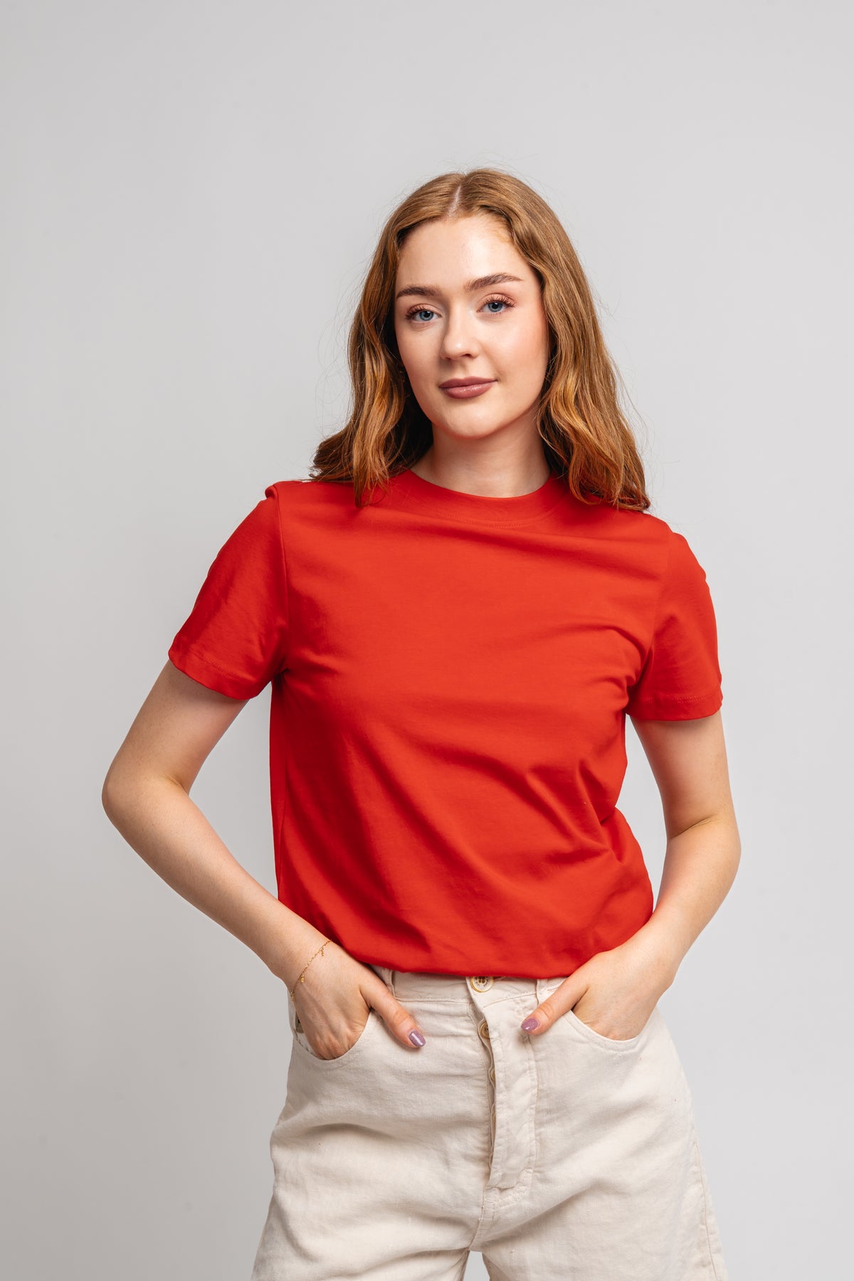 Myessential Ss O-Neck Tee - Flame Scarlet